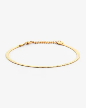 4mm Herringbone Anklet - Gold