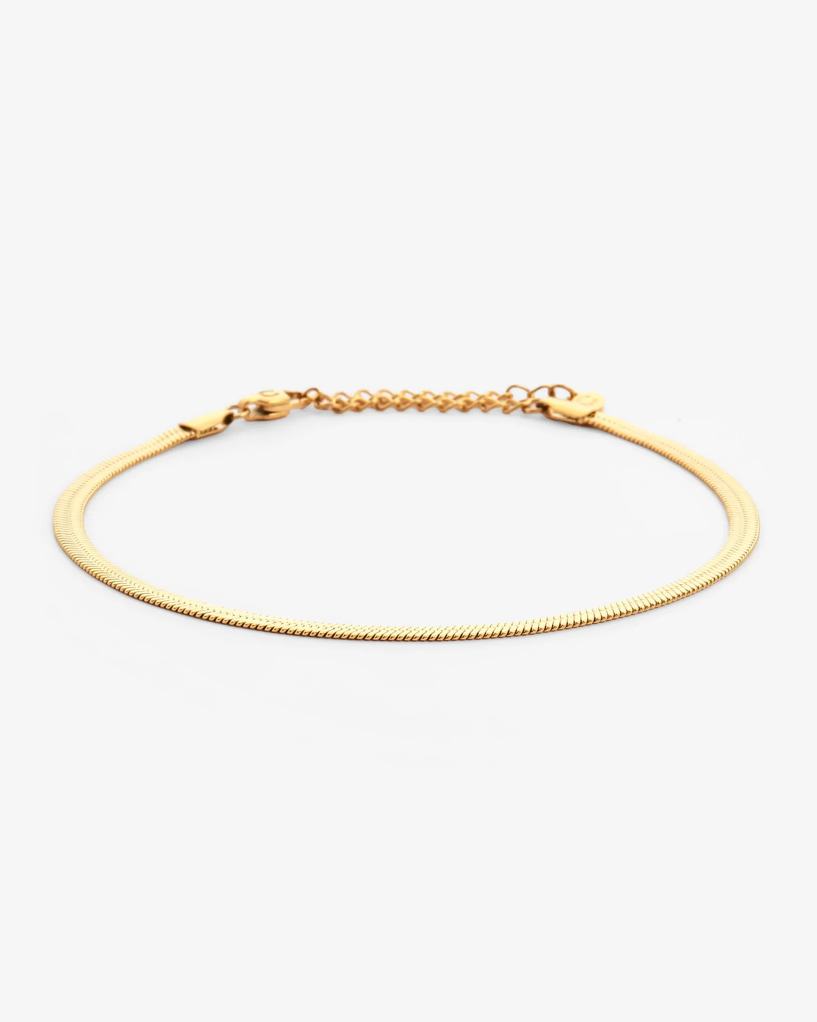 4mm Herringbone Anklet - Gold