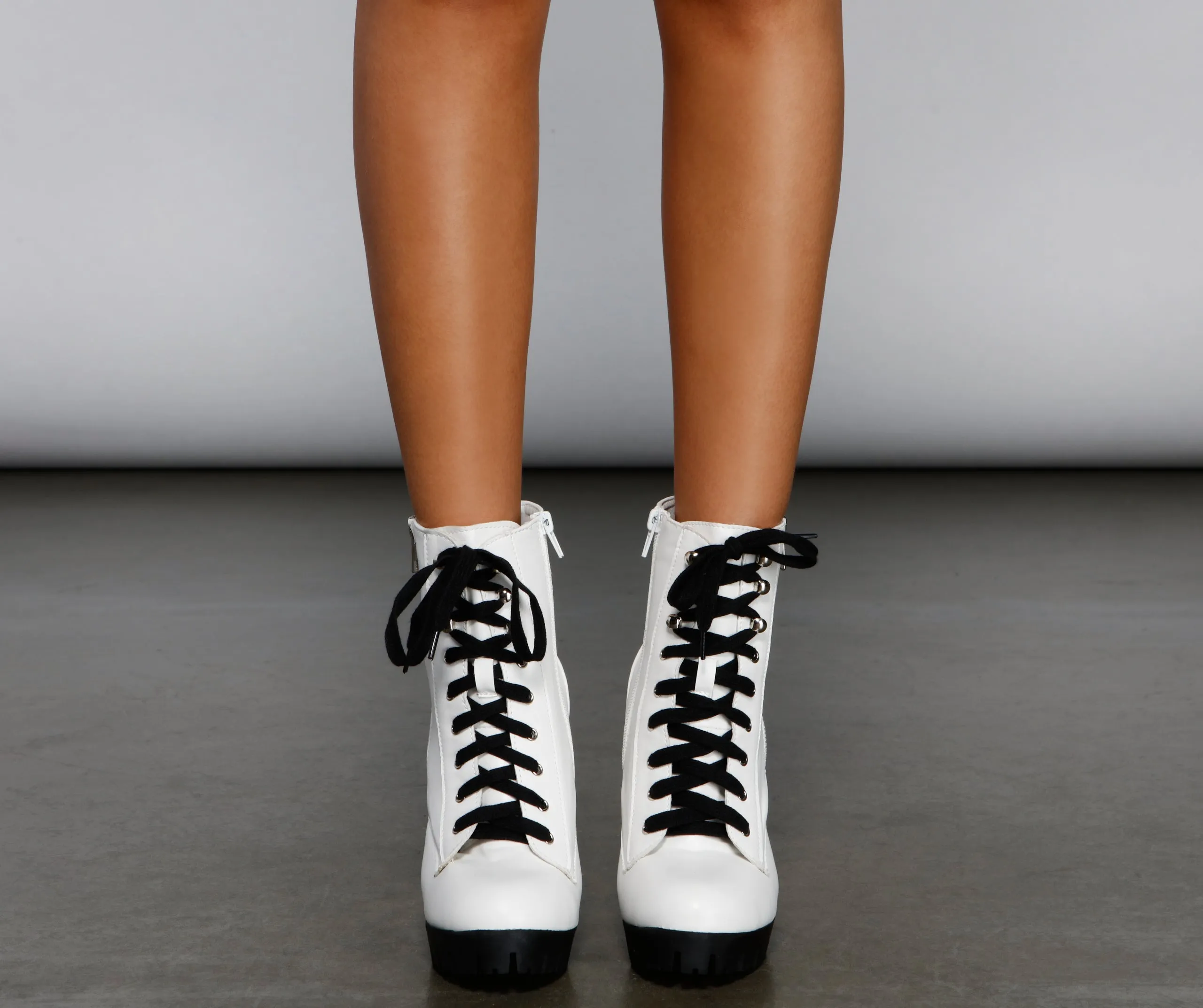 Baddie Chic Faux Leather Lug Platform Booties