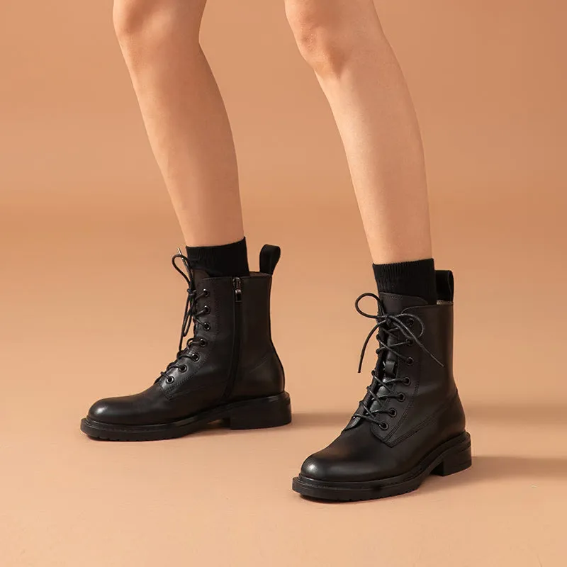 BeauToday Chic Leather Ankle Boots for Women