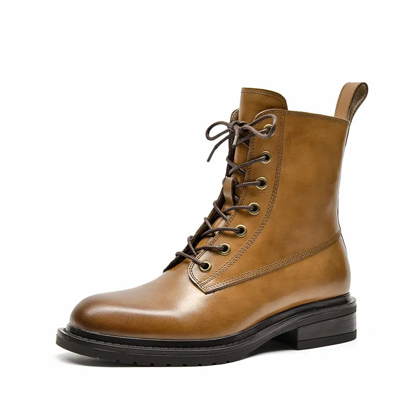 BeauToday Chic Leather Ankle Boots for Women