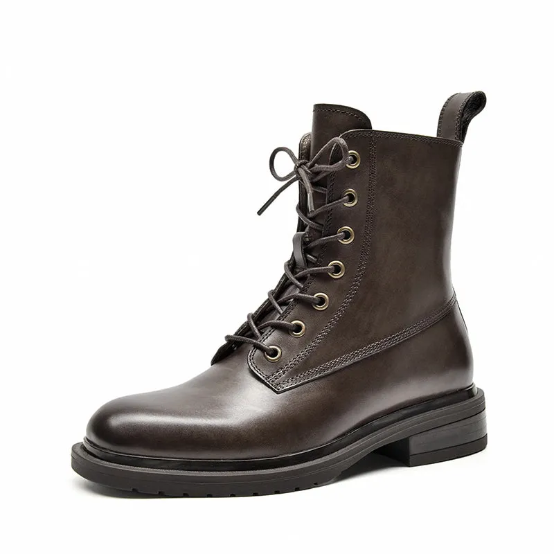 BeauToday Chic Leather Ankle Boots for Women