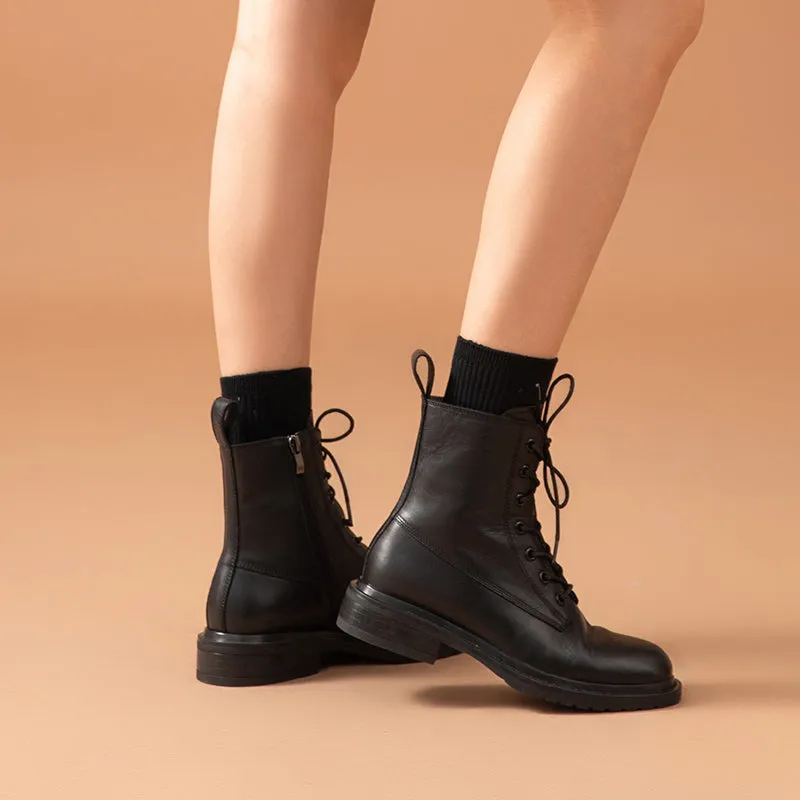 BeauToday Chic Leather Ankle Boots for Women