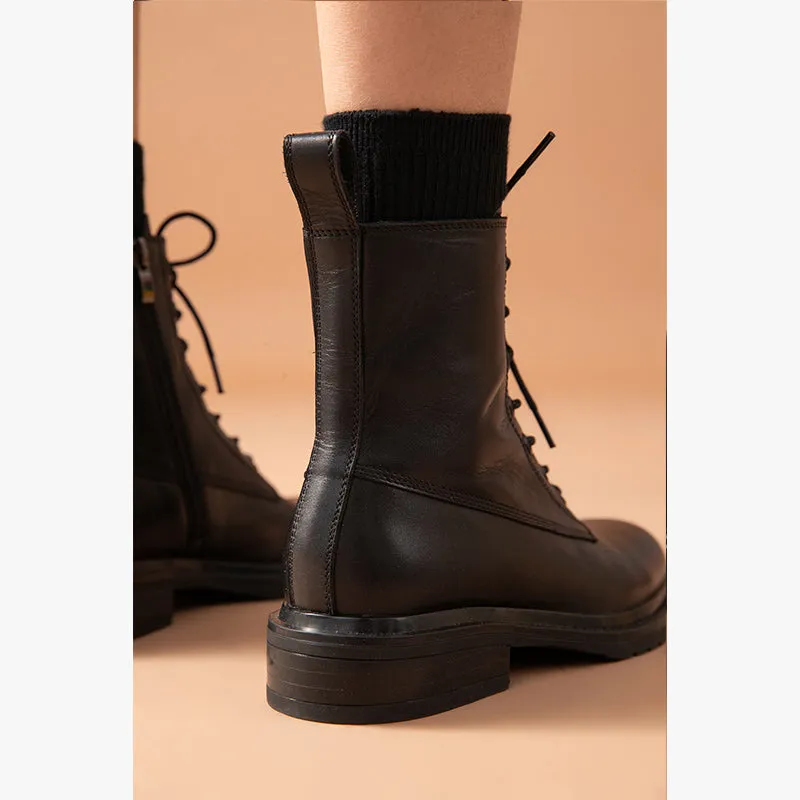 BeauToday Chic Leather Ankle Boots for Women