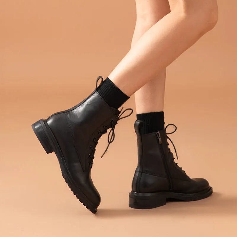 BeauToday Chic Leather Ankle Boots for Women