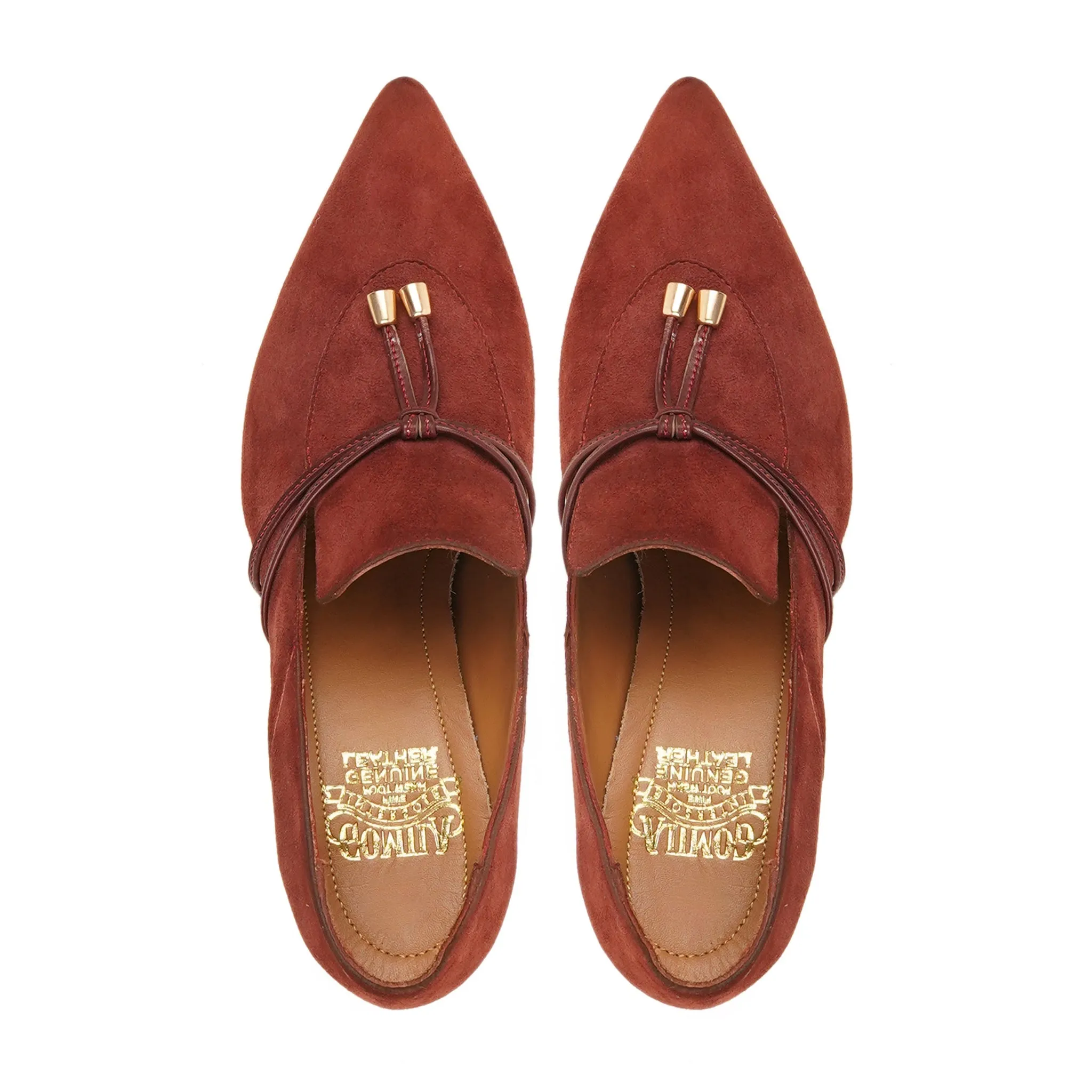 Burbank - Ladies Burgundy Kid Suede Leather Heel