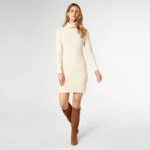 Catalina Roll Neck Sweater Dress - Cream - Final Sale