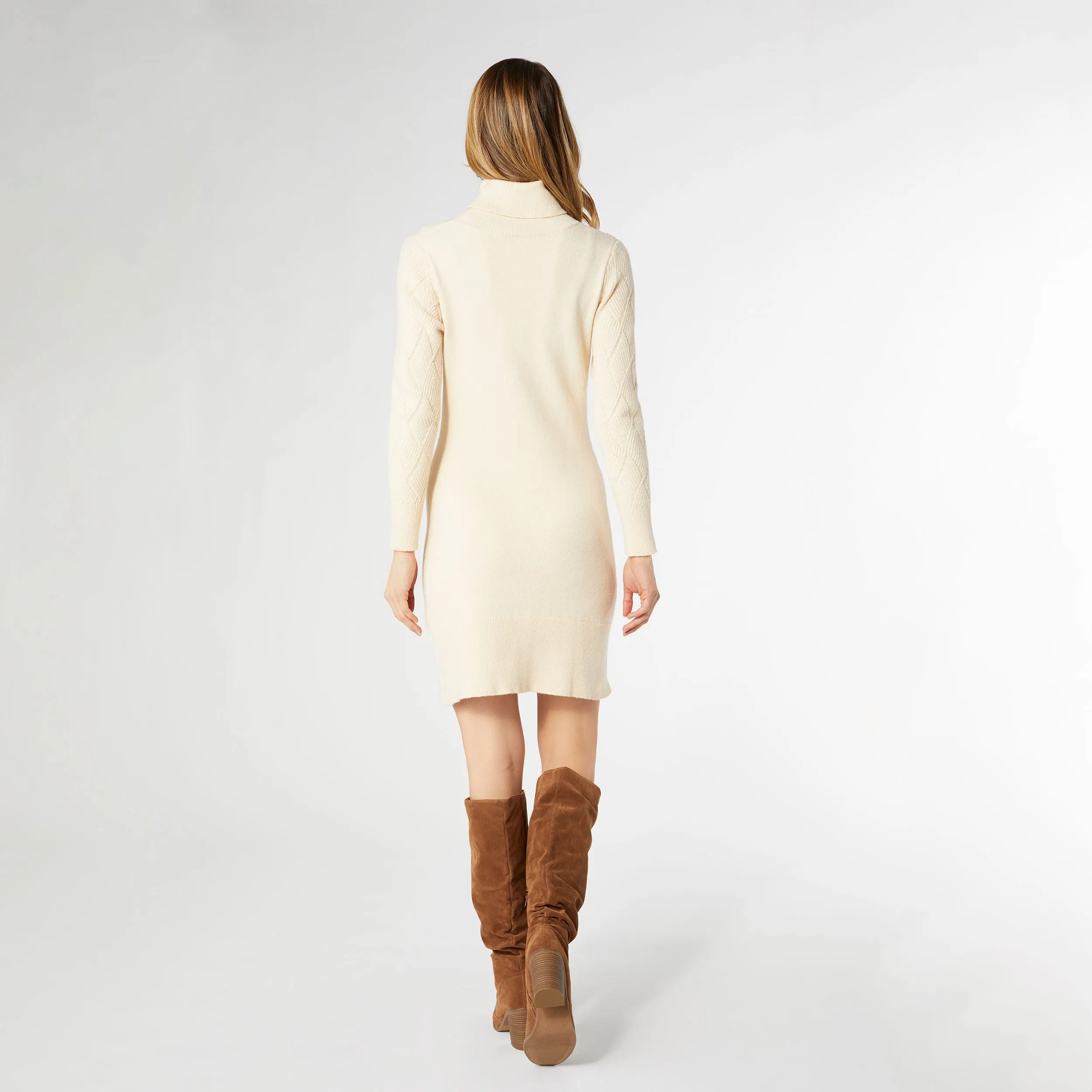 Catalina Roll Neck Sweater Dress - Cream - Final Sale