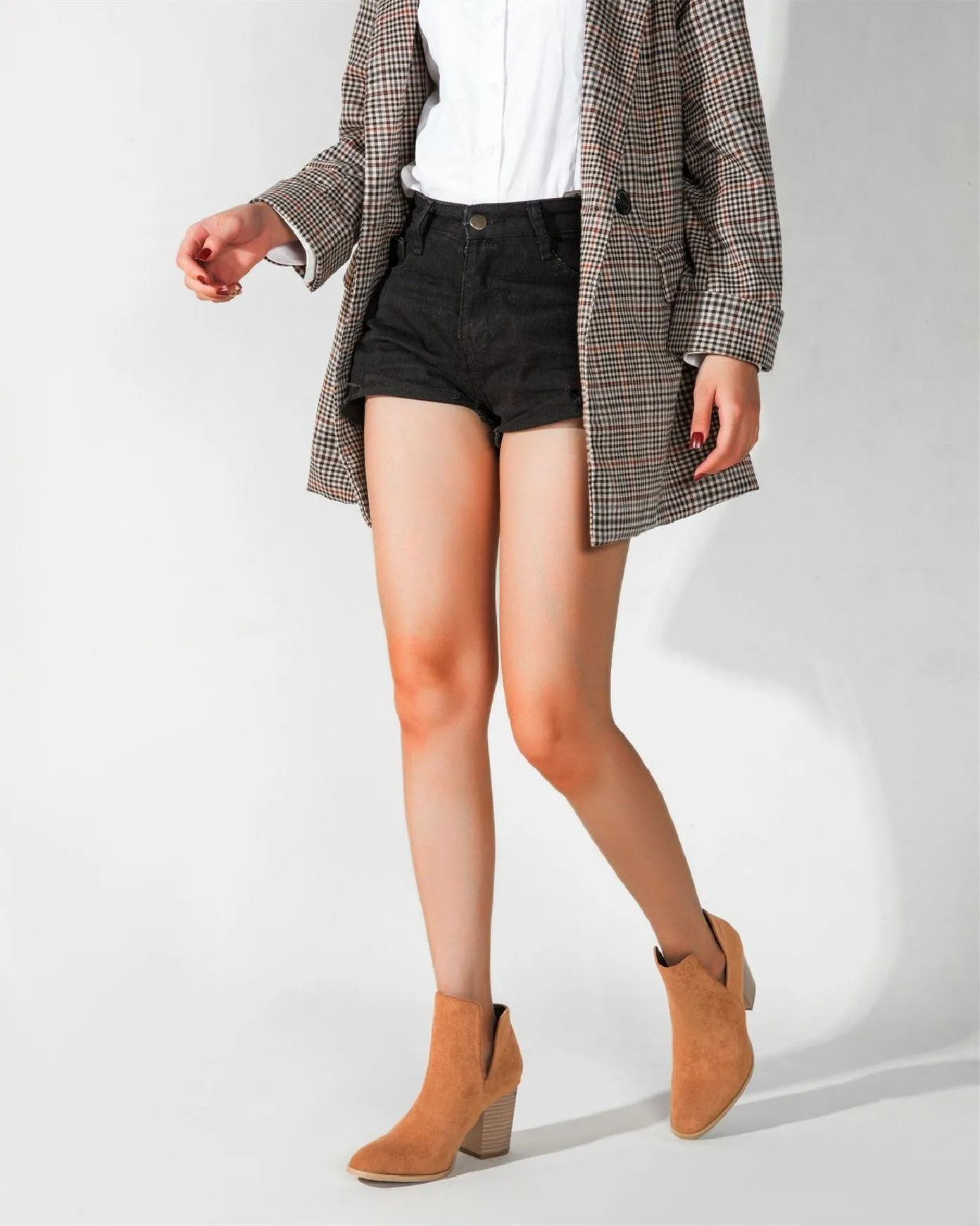 Chic Suede Ankle Boots - Ginger