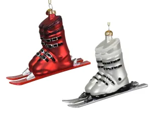 Christmas Ski Boots Hanging Christmas Tree Bauble - Red or White