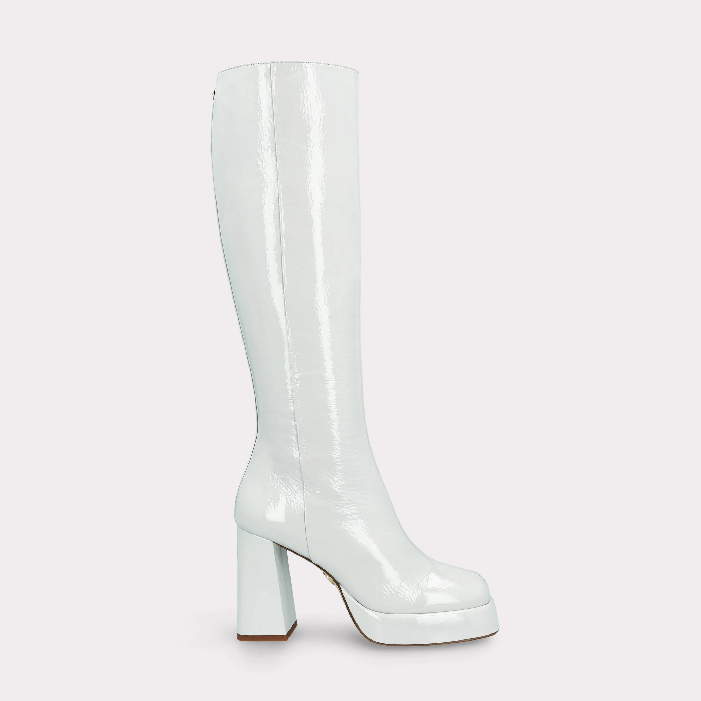 CINDY 01  STORM GRAY CRUSHED PATENT LEATHER PLATFORM BOOTS