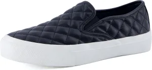 CUSHIONAIRE Faze Womens Quilted Slip-On Sneaker  Faux Leather Casual Shoe with Memory Foam Insole & Rubber Outsole