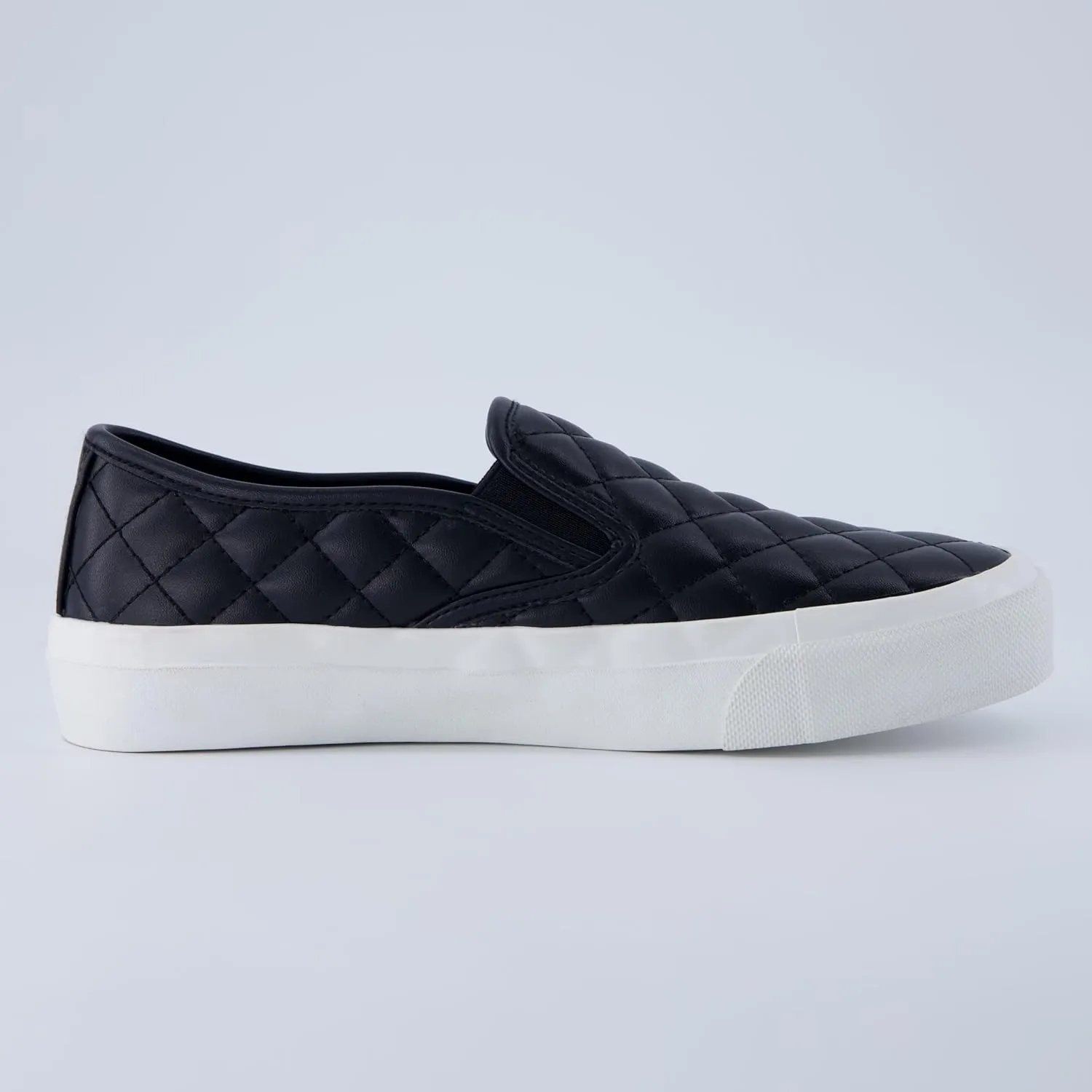 CUSHIONAIRE Faze Womens Quilted Slip-On Sneaker  Faux Leather Casual Shoe with Memory Foam Insole & Rubber Outsole