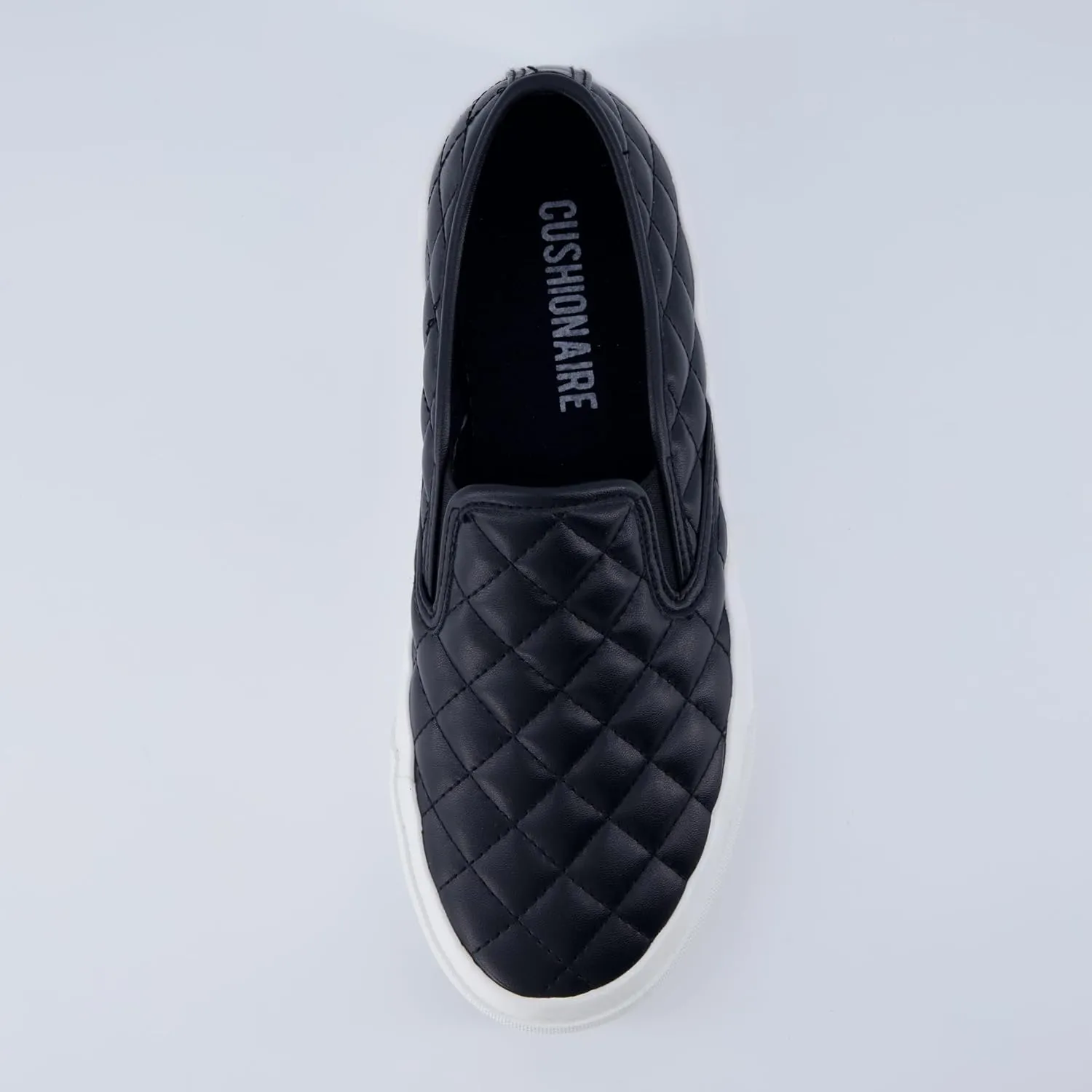 CUSHIONAIRE Faze Womens Quilted Slip-On Sneaker  Faux Leather Casual Shoe with Memory Foam Insole & Rubber Outsole