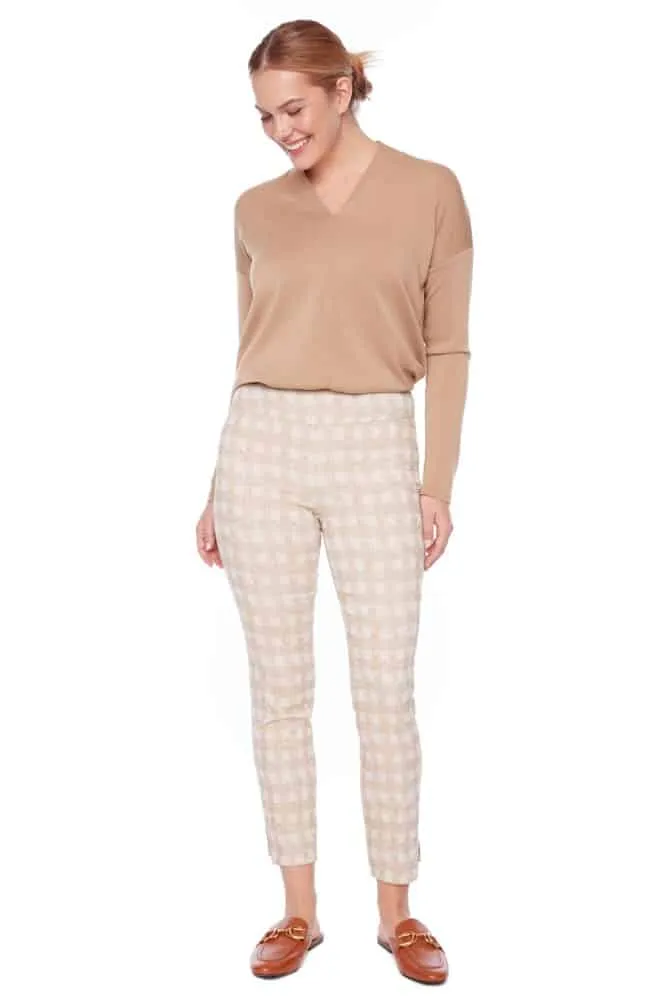 Ecru Plaid Ankle Pant