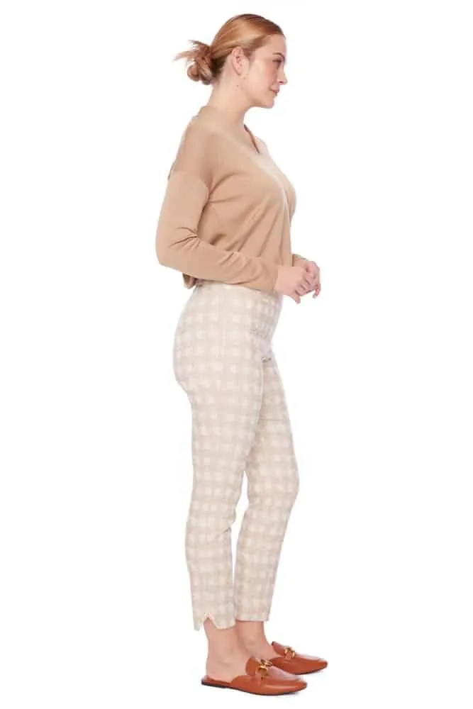 Ecru Plaid Ankle Pant