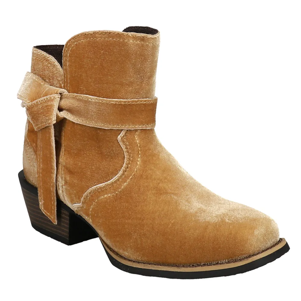 Elana Velvet Square Toe Pull On Boots