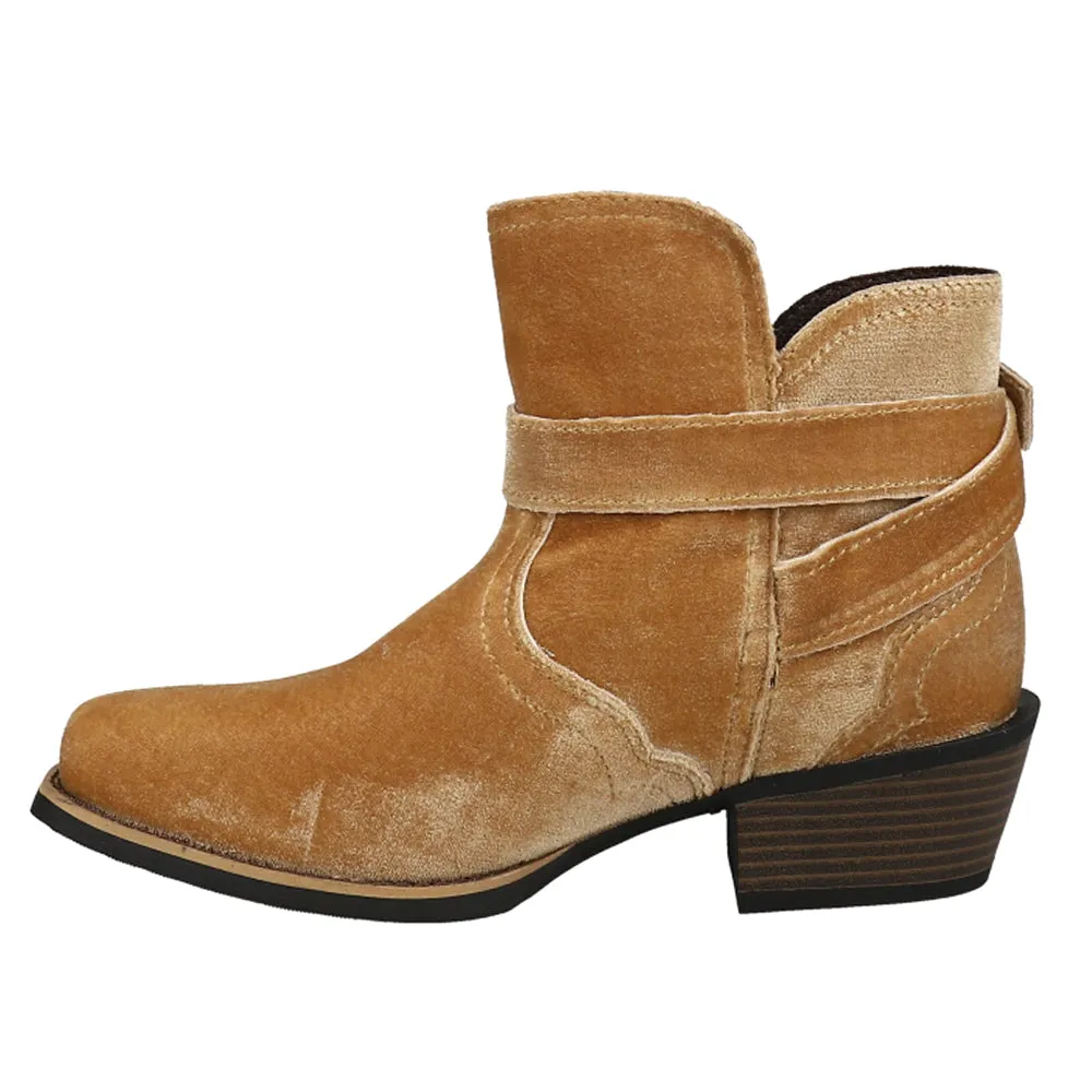 Elana Velvet Square Toe Pull On Boots