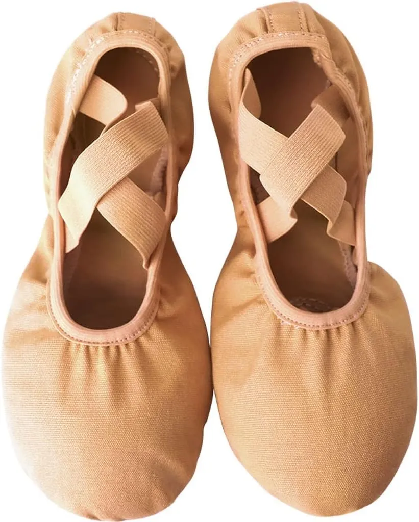 Girls Women Ballet Shoes Gymnastics Flats Split Sole Ballet Slippers Teen Canvas Ballerina Shoes Children Practice Dance Shoes(30)