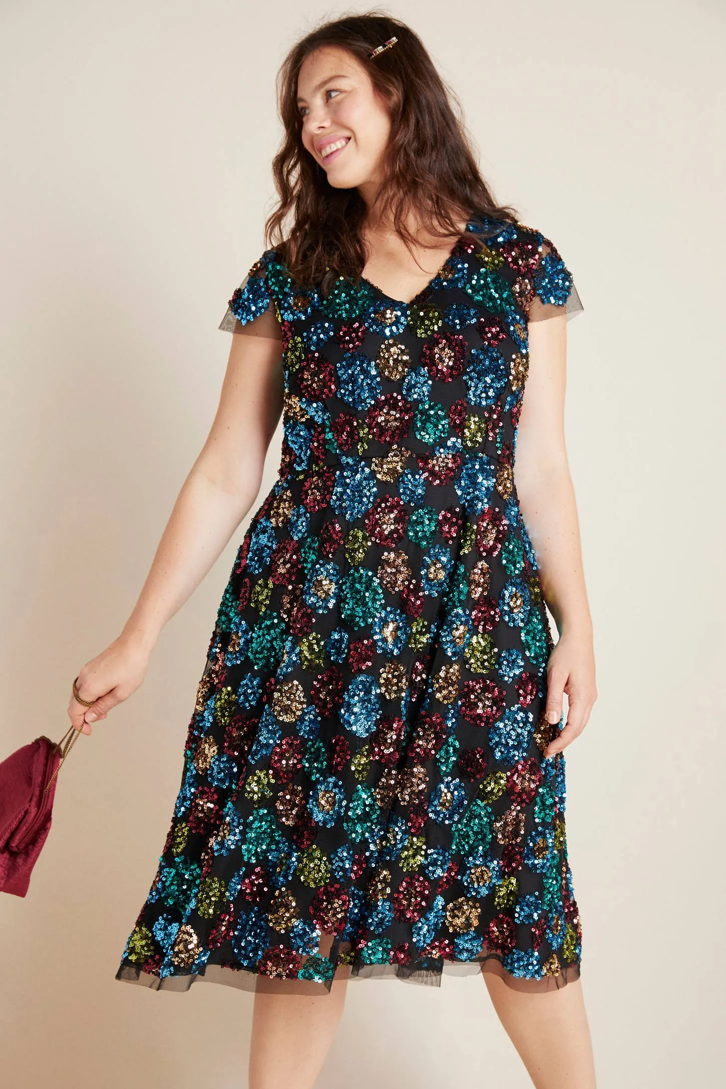 Glenna Sequined Midi Dress