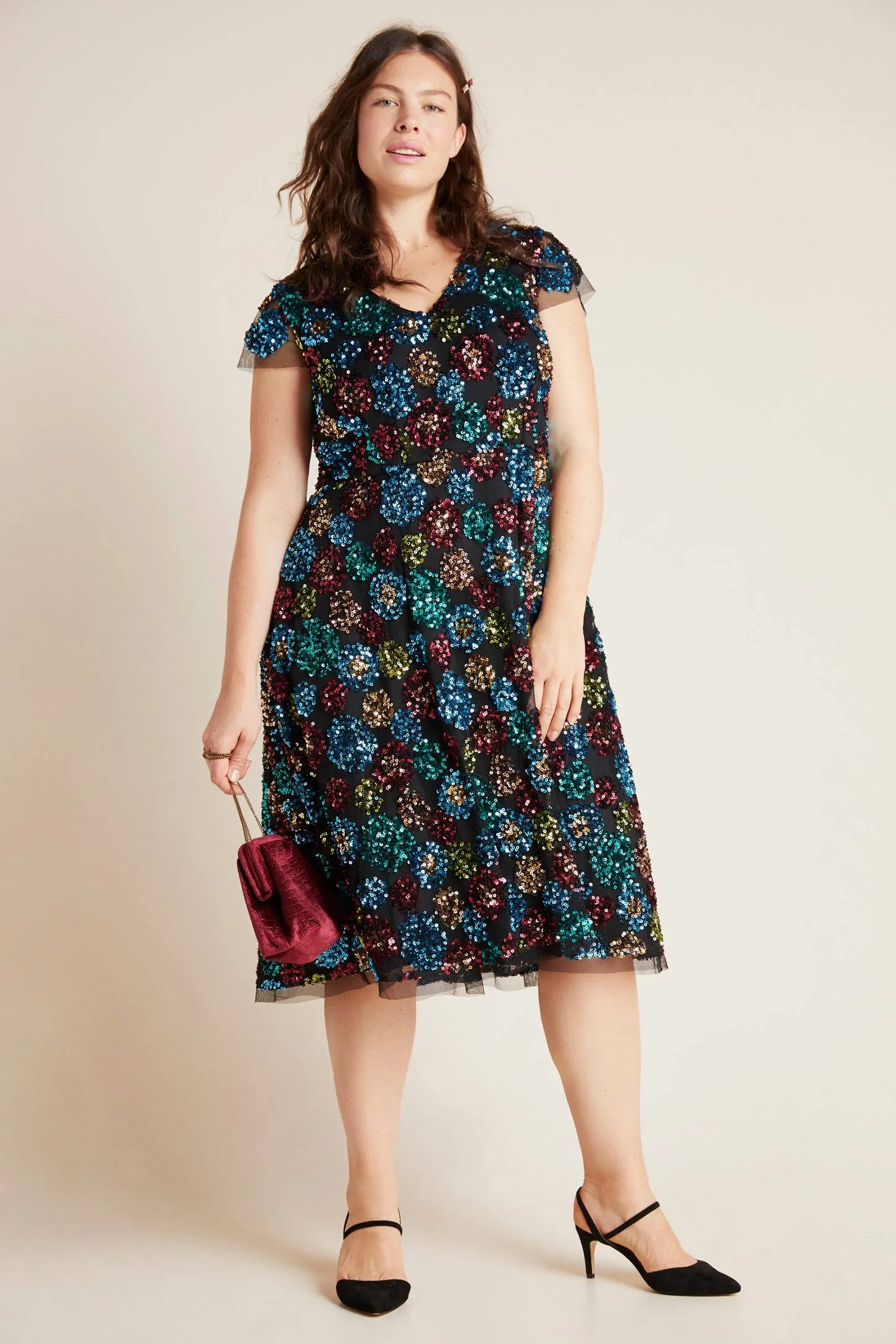 Glenna Sequined Midi Dress