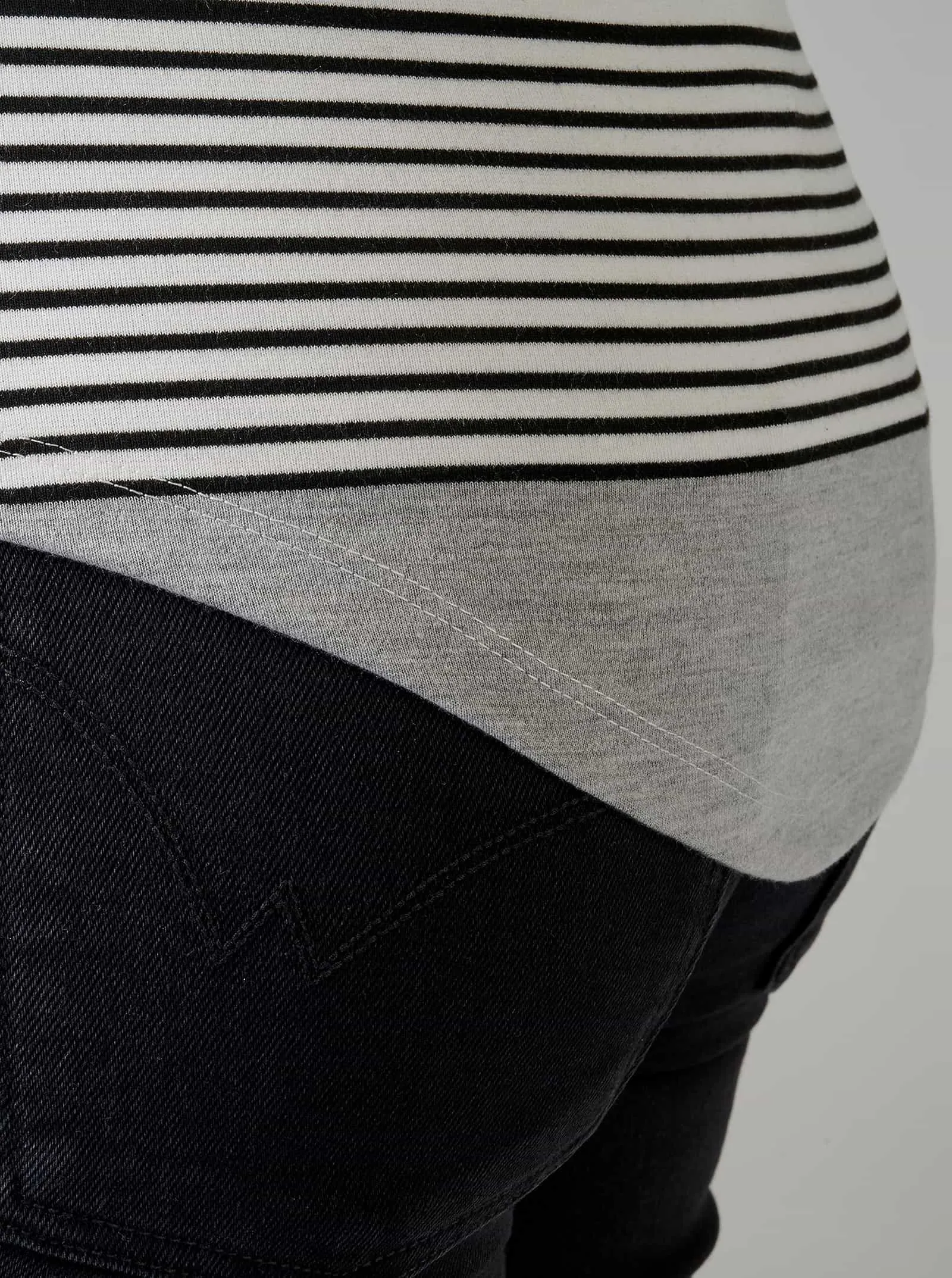 Grey Striped Loose Fit Long Sleeve Top