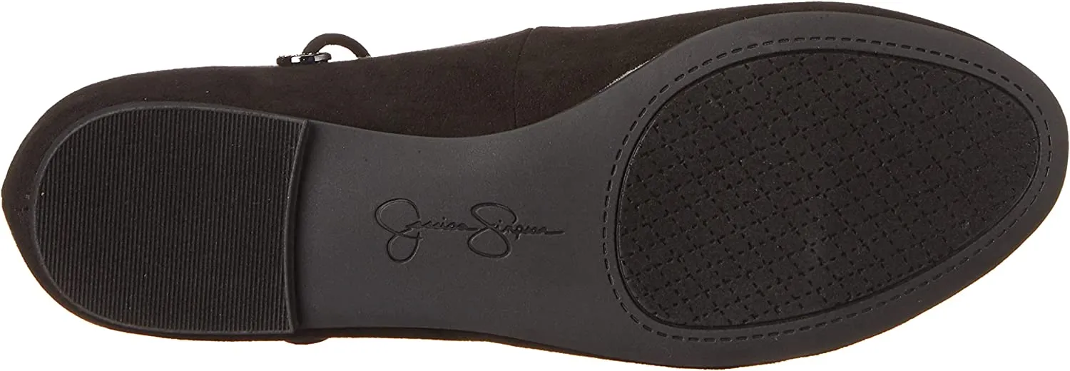 Jessica Simpson Bingley Black Round Toe Tie Up Grommet Detail Suede Ballet Flats