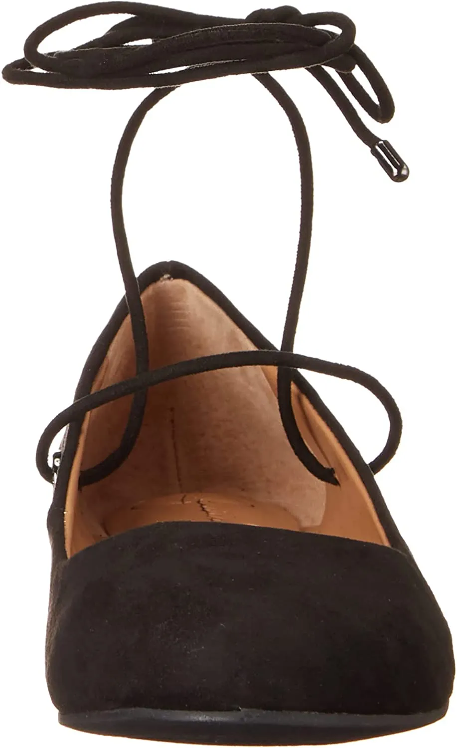 Jessica Simpson Bingley Black Round Toe Tie Up Grommet Detail Suede Ballet Flats