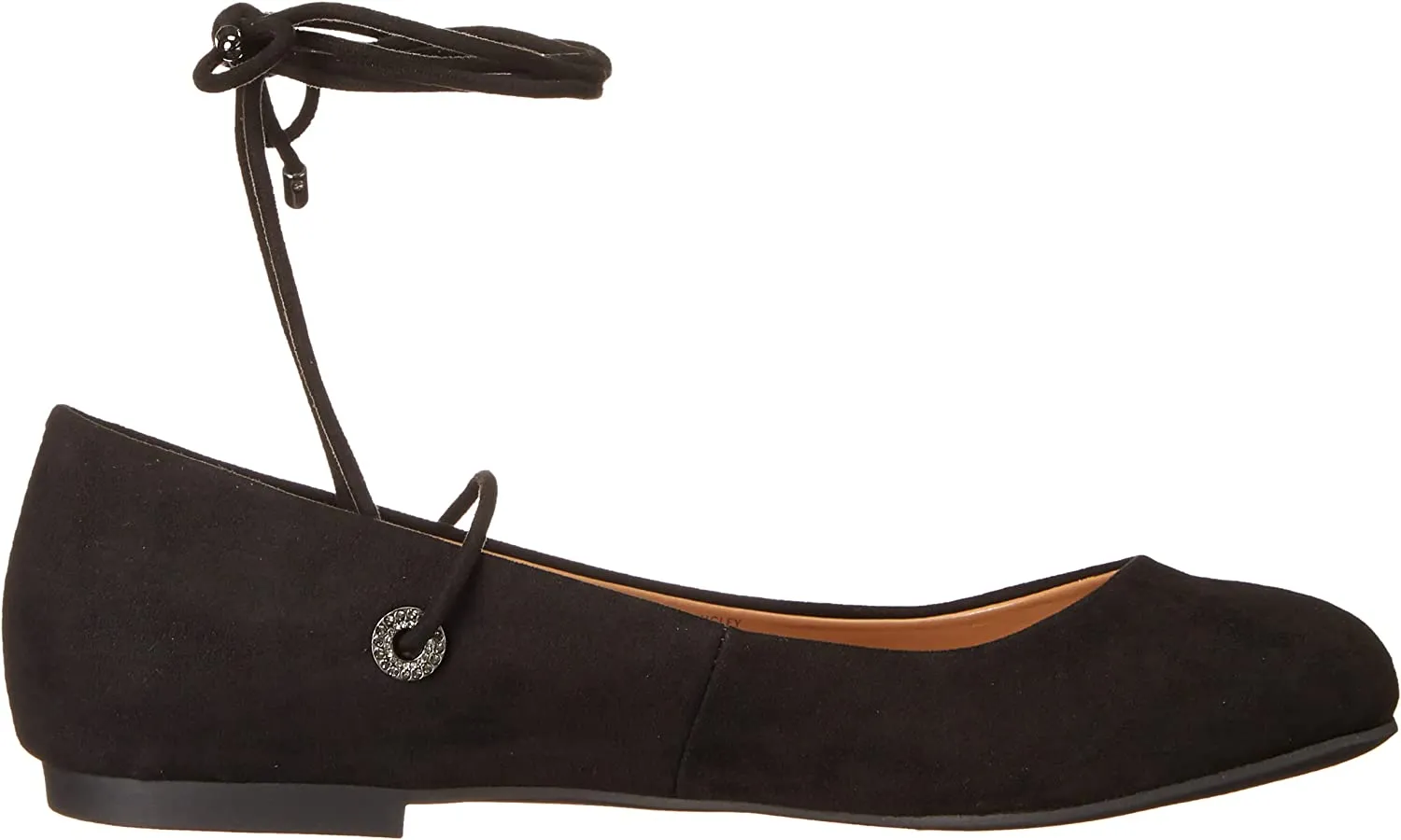 Jessica Simpson Bingley Black Round Toe Tie Up Grommet Detail Suede Ballet Flats
