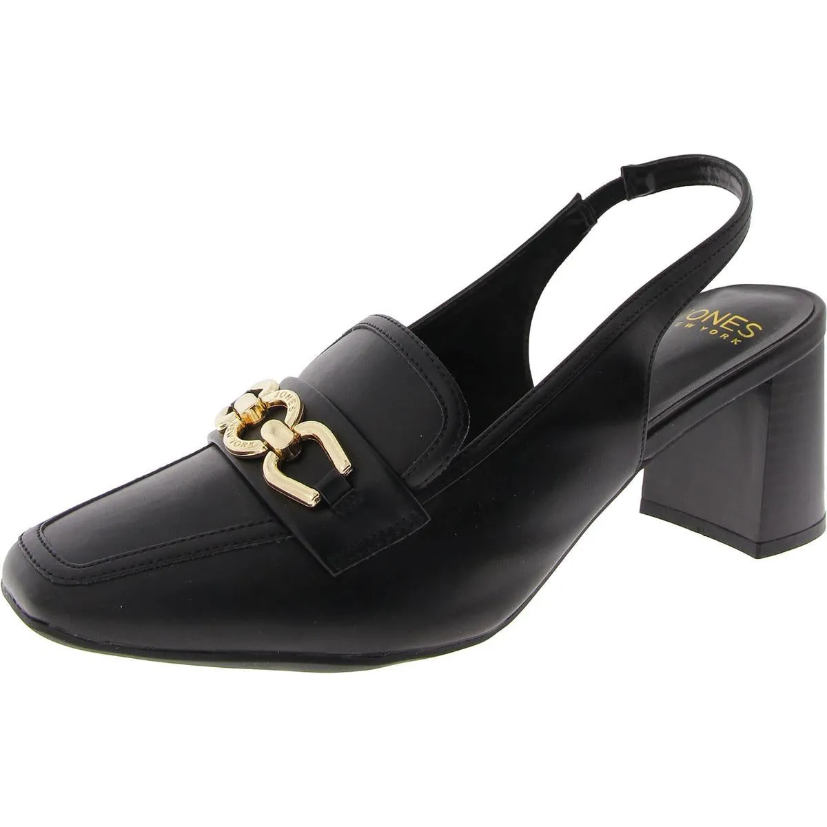 Jones New York Womens Aubleen Faux Leather Chain Slingback Heels