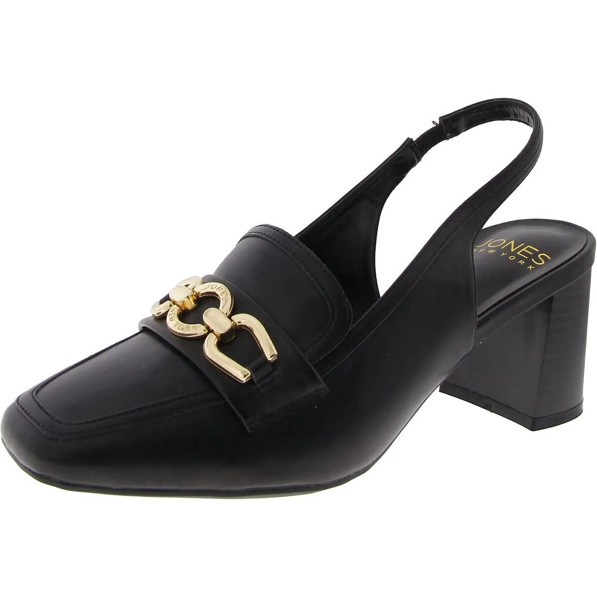 Jones New York Womens Aubleen Faux Leather Chain Slingback Heels