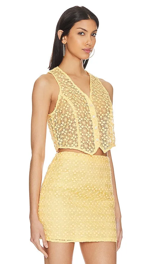 L'Academie Carra Lace Vest in Yellow