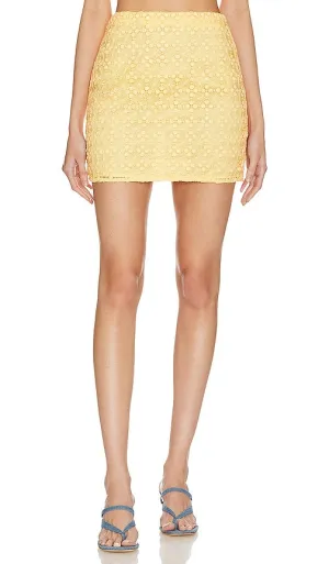 L'Academie Comilly Lace Mini Skirt in Yellow