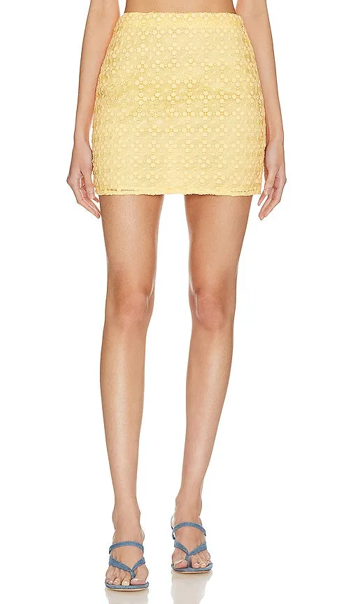 L'Academie Comilly Lace Mini Skirt in Yellow