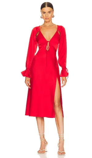 L'Academie Connor Midi Dress in Red
