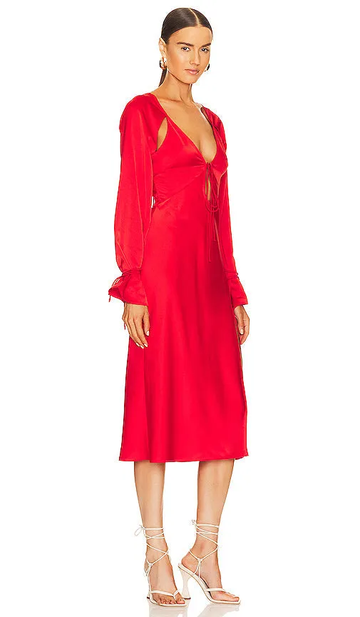 L'Academie Connor Midi Dress in Red