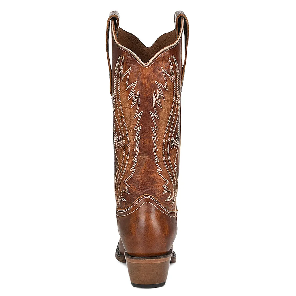 Ld Tan Embroidery & Studs Snip Toe Cowboy Boots