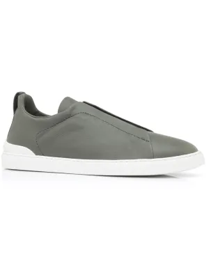 Leather Triple Stitch Sneaker in Sage