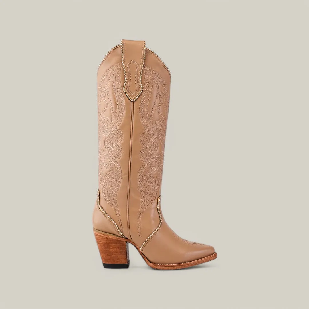 Linda Studs Tall Shaft Cream - J Toe