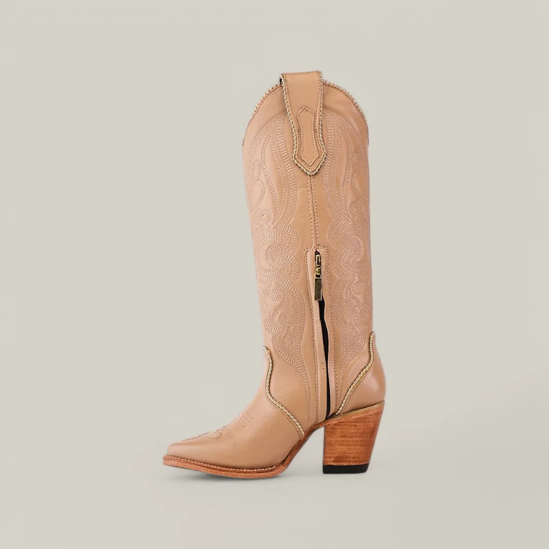 Linda Studs Tall Shaft Cream - J Toe