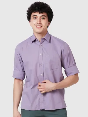 Men Violet Comfort Fit Solid Cotton Full Sleeve Shirts