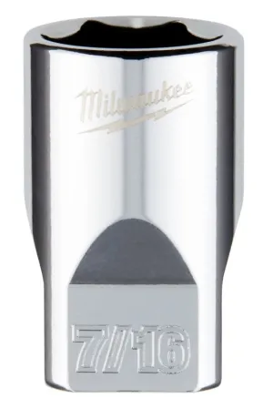 Milwaukee 45-34-9008 Socket, 7/16 in Socket, 1/4 in Drive, 6-Point, Chrome Vanadium Steel, Chrome :CD: QUANTITY: 1