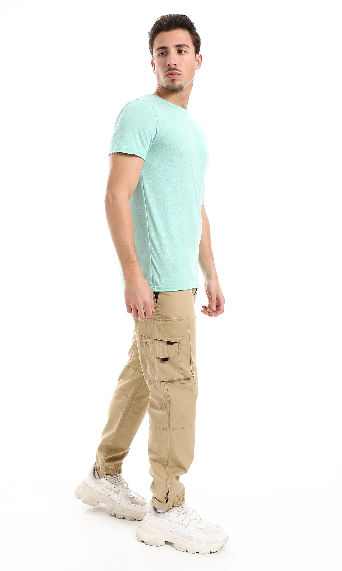 O164606 Heather Mint Green Round Neck Tee