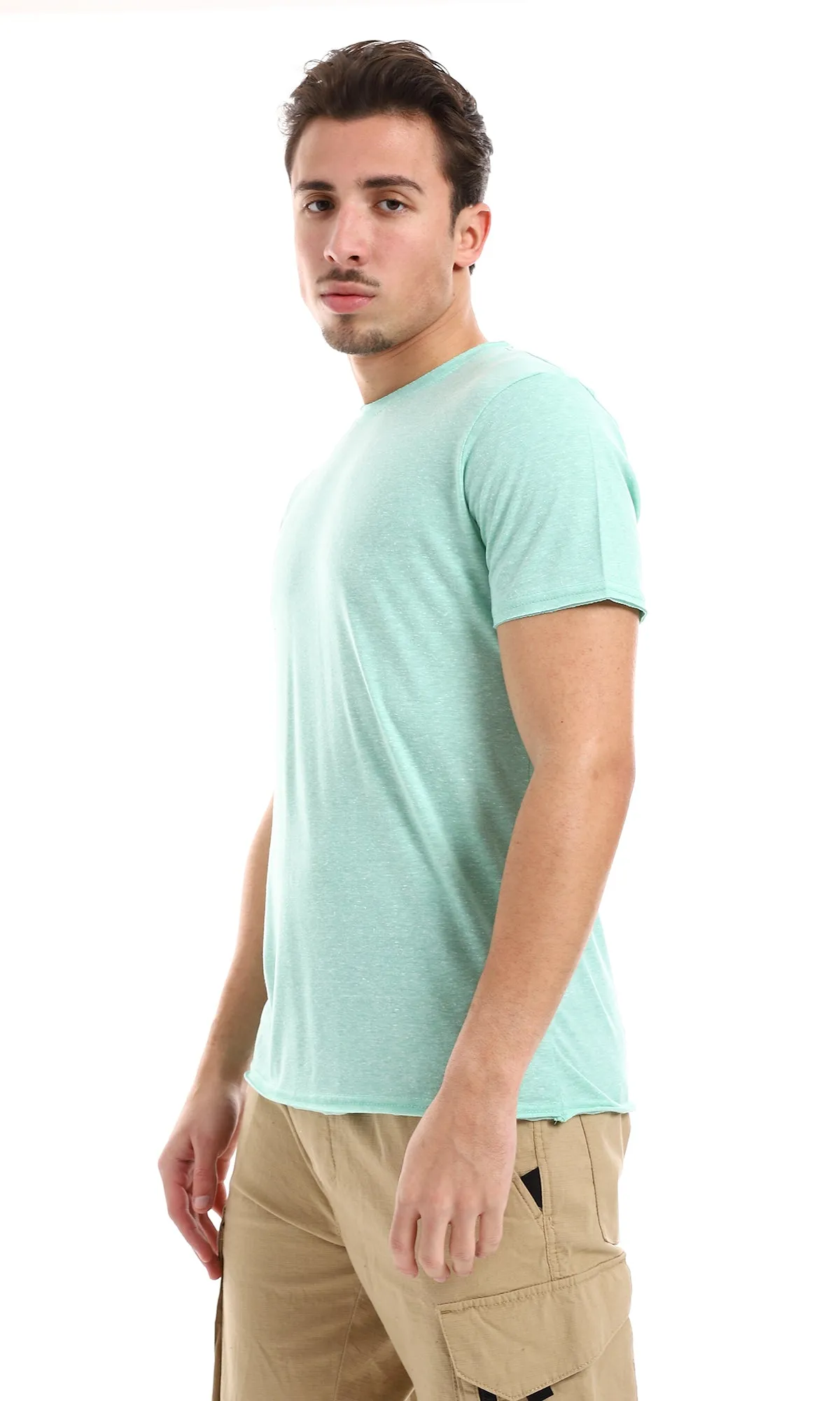 O164606 Heather Mint Green Round Neck Tee