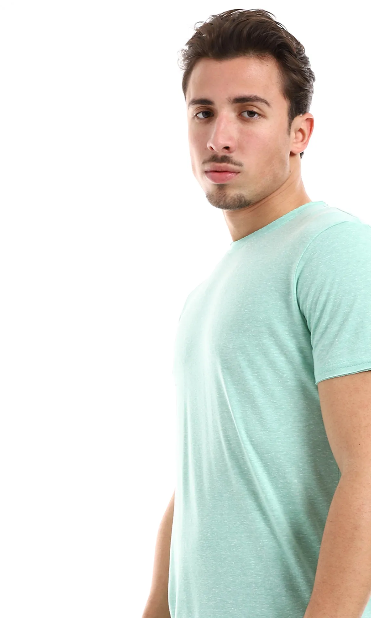 O164606 Heather Mint Green Round Neck Tee