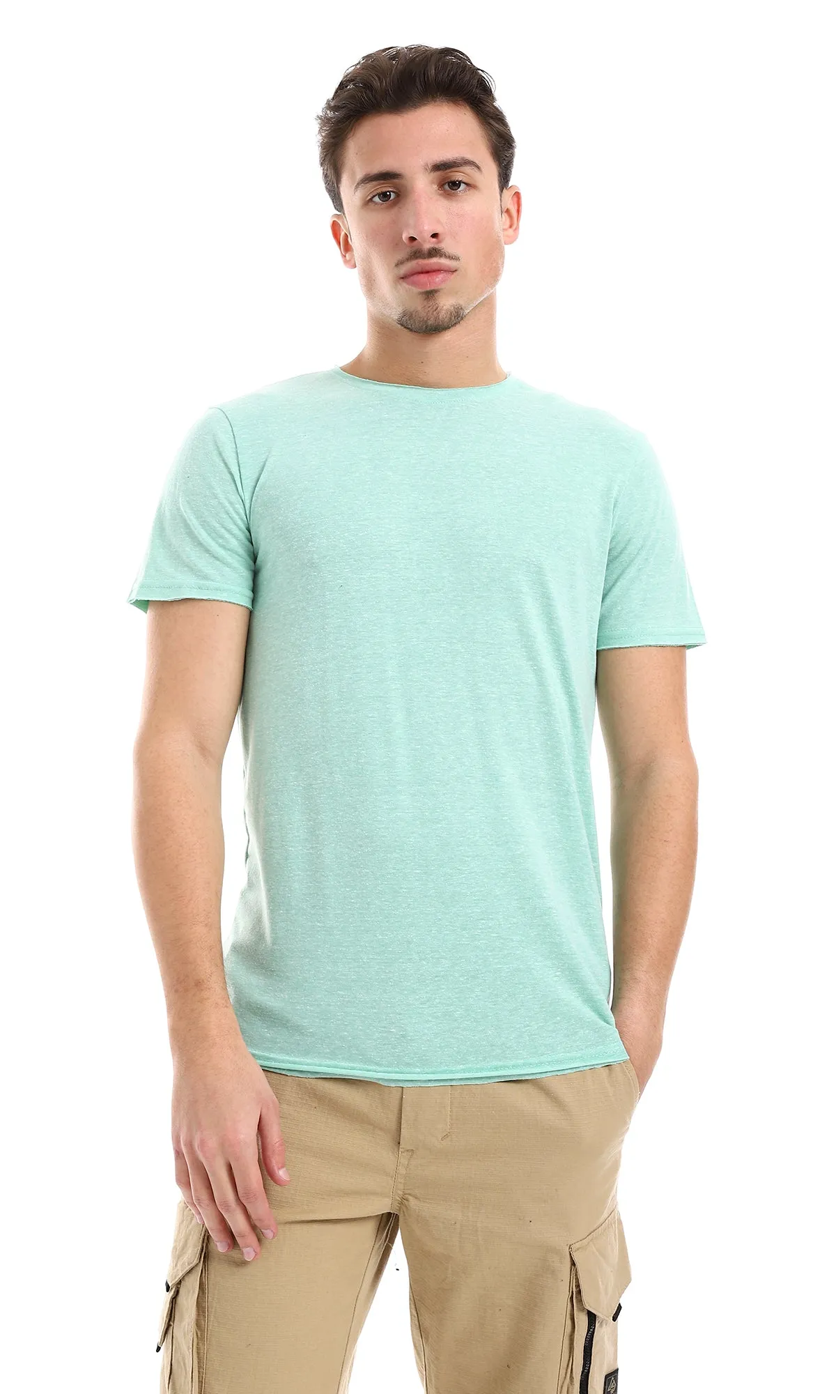 O164606 Heather Mint Green Round Neck Tee