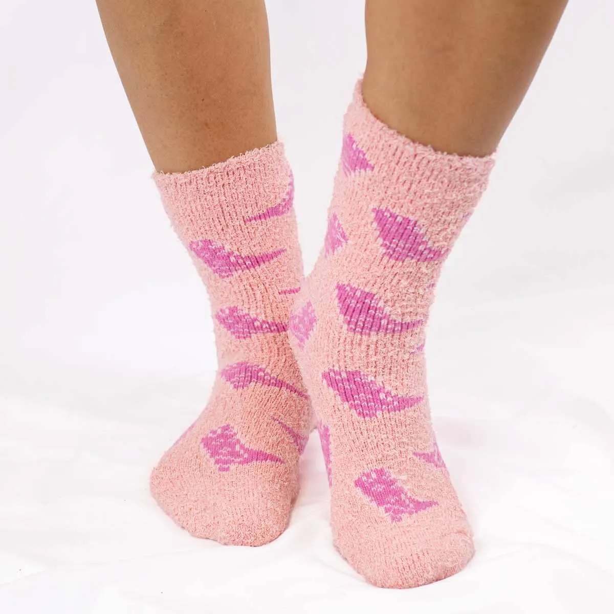 Pink Cowgirl Boots Snuggle Socks