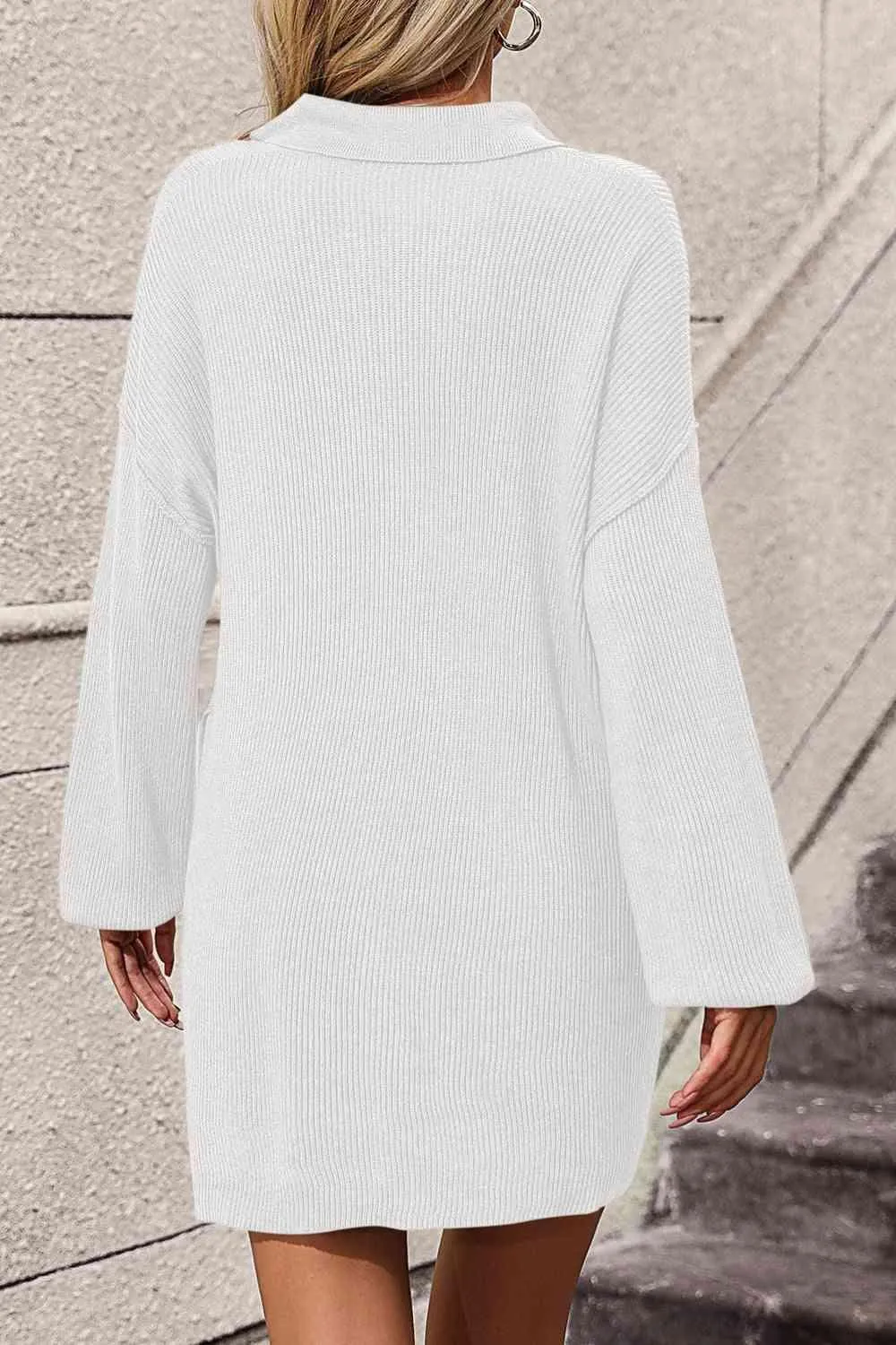 Plain Yet Comfy White Knit Sweater Dress