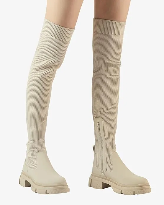 Platform Knitted Over-the-Knee Boots