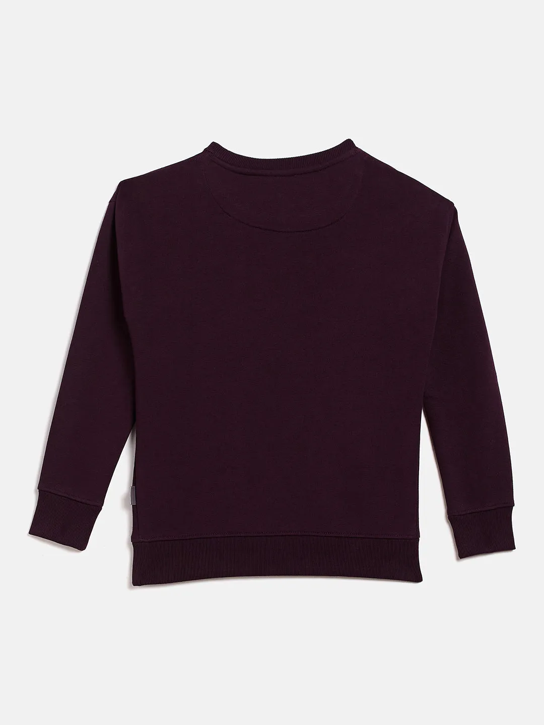 Purple Embellished Round Neck Sweatshirt